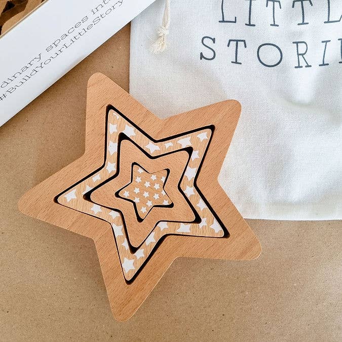 Space & Beyond Wooden Stacking Star Puzzle for wholesale by Little Stories