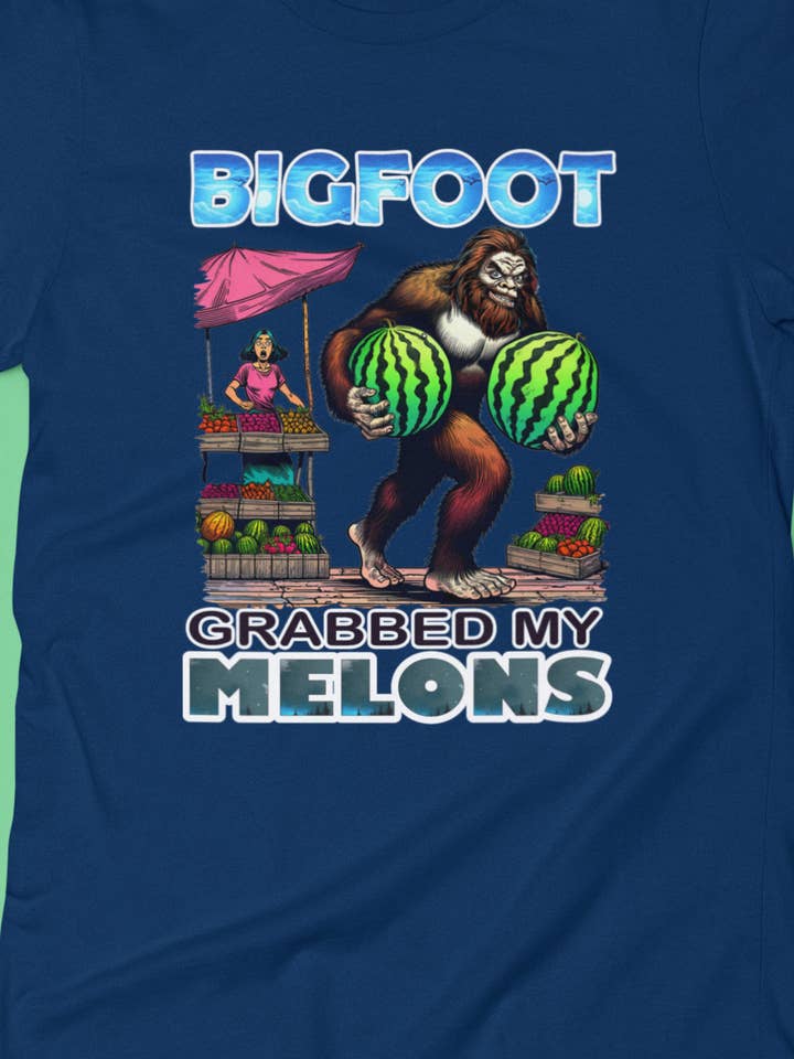 Bigfoot grabbed my melons t-shirt (black or navy) for wholesale by Squatchin’ Country