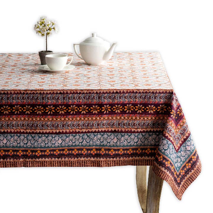 Tablecloths 100% Cotton - 3 Shapes - Fair Isle Fall for wholesale by Maison d'Hermine - Design in Every Thread