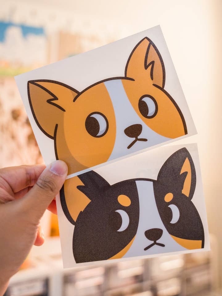 Sassy Side Eye Corgi Peeker Decal Sticker for wholesale by LittleCorgo