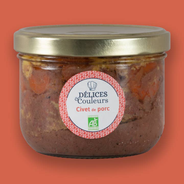 Organic Pork Stew 360g for wholesale by Délices & Couleurs, la cuisine en bocal