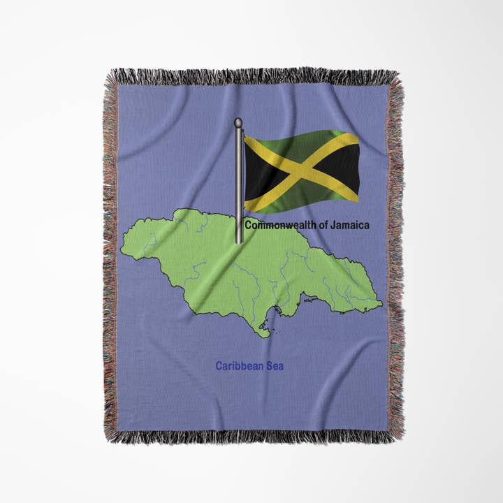 3dRose - Wholesale Throw Blanket - 3dRose, Flag and Map of The Commonwealth of Jamaica with waving Jamaican flag, Blanket