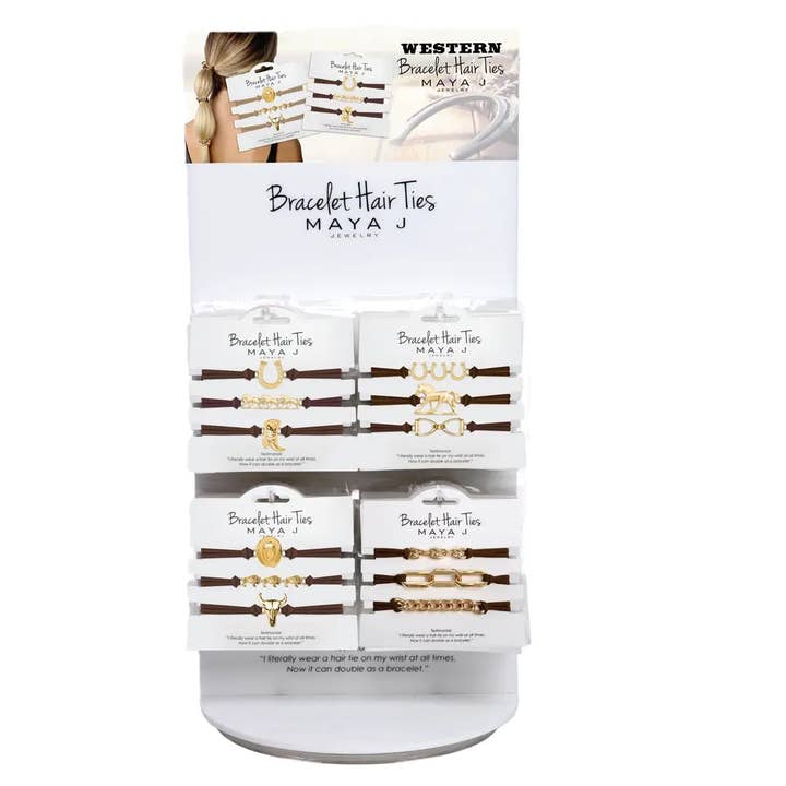 2-in-1 Bracelet Hair Tie Set - Western - Full Display for wholesale by Maya J