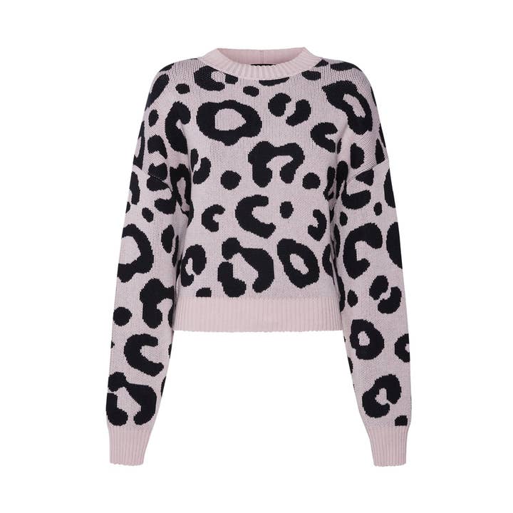 Jersey leopardo jacquard rosa/negro Denver para venta al por mayor de Sveta Milano