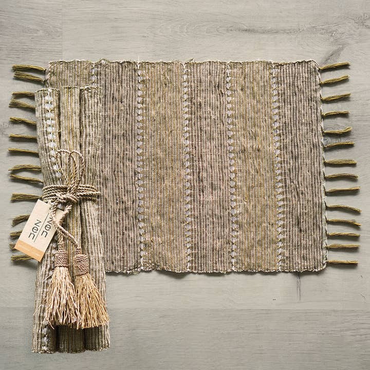 Vetiver Bordstabletter set/6 | Beige Stripes för wholesale av Balizen by zen zen garden home
