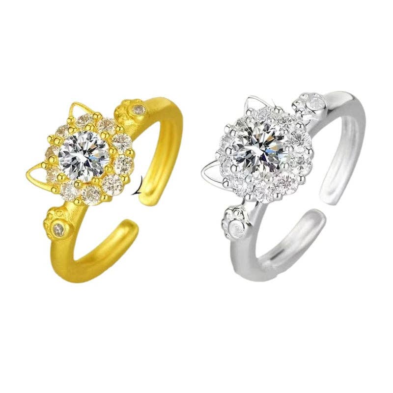 Perimade & Co. LLC - Wholesale Multi-Stone Ring - Cute Cat Anxiety Fidget Spinner Band Ring in Solid Coppper3