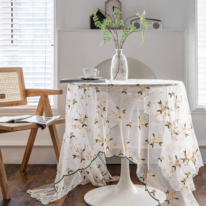 ACCITY - Wholesale Tablecloth - HOME FLOWER EMBROIDERED LACE TABLECLOTH_CWMM09441