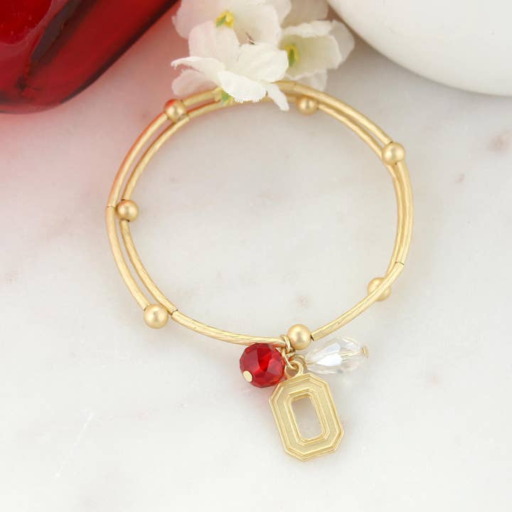 Ohio State - Bracciale con logo in oro opaco per la vendita all'ingrosso da parte di Seasons Jewelry
