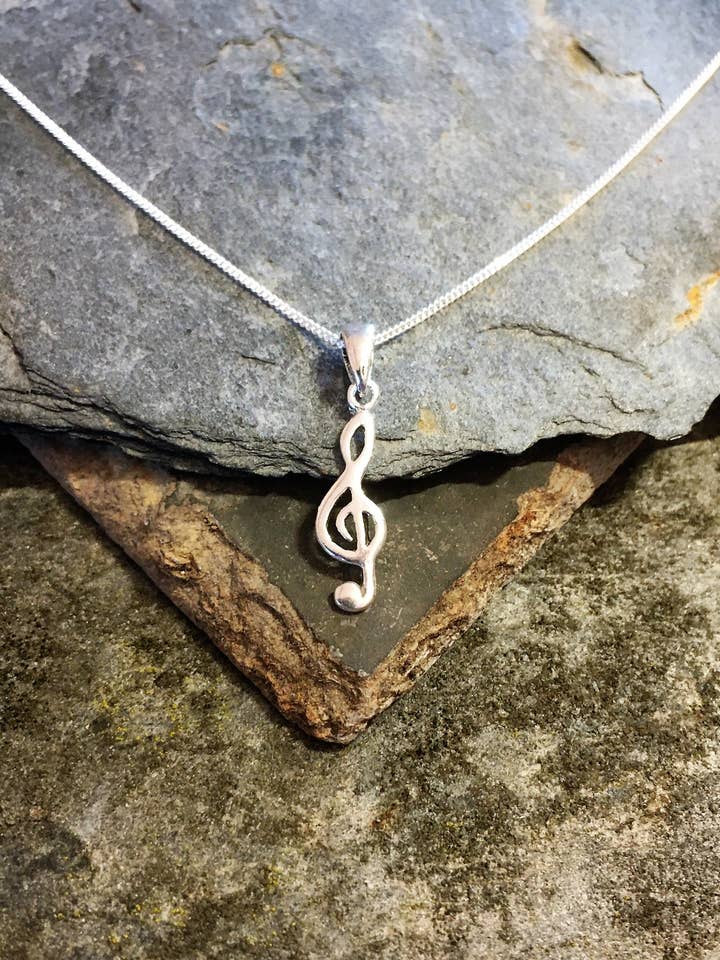 SP182BC - TREBLE CLEF PENDANT 25MM for wholesale by Bluelily925silver