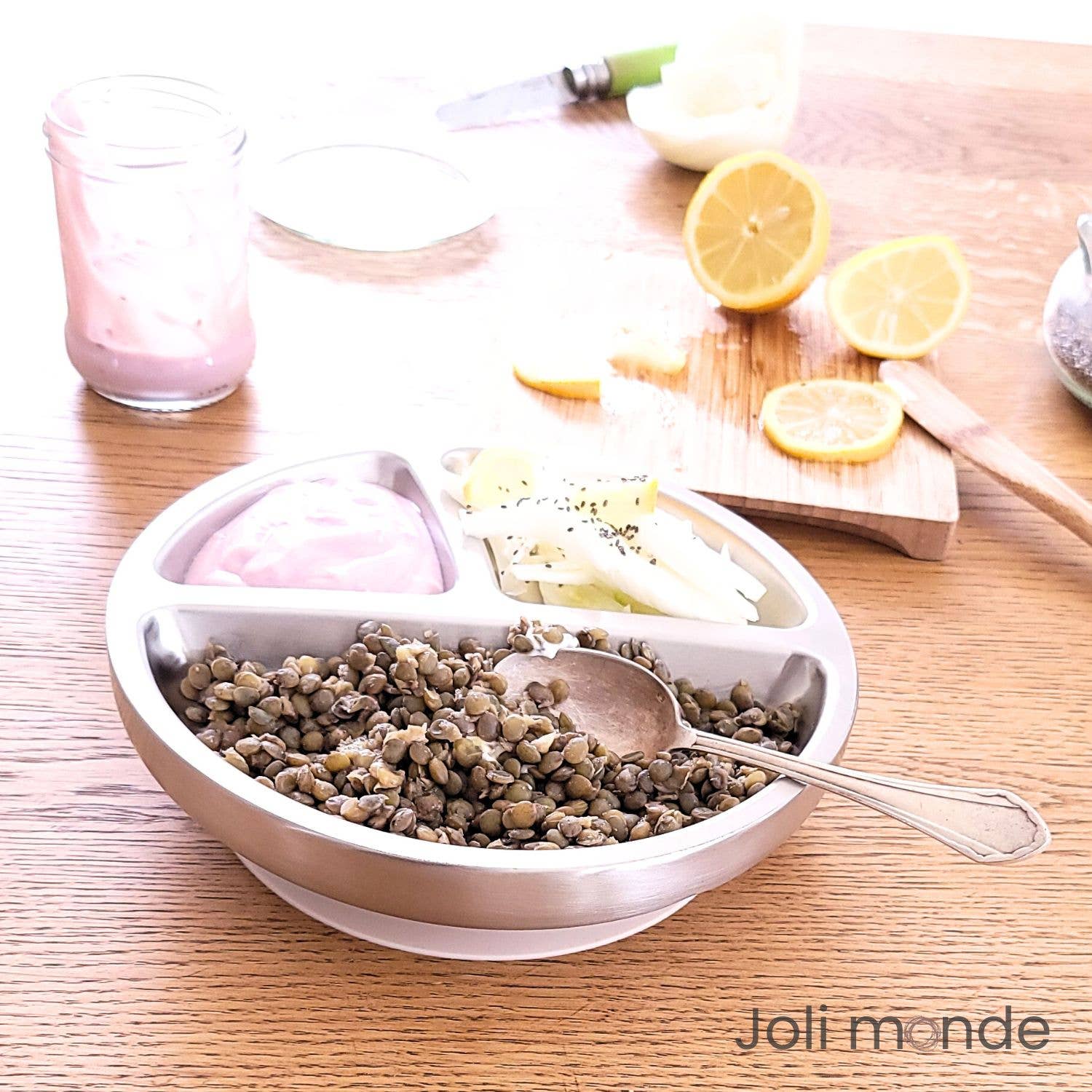 Joli Monde - Wholesale Dinner Plate - Kids & Baby - Stainless steel plate with silicone suction cup - Sand0