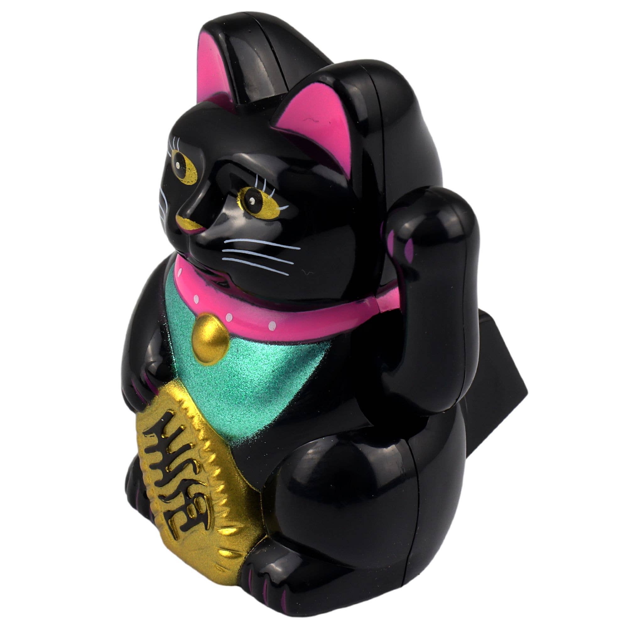 Tribal Trade GmbH - Wholesale Decorative Figurine - Lucky cat mini Maneki-neko black wave cat solar 5cm1