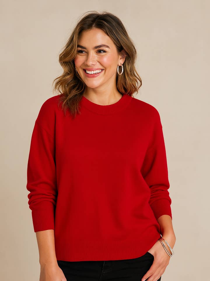 Drop Shoulder Crew Neck Sweater for wholesale by Pine Apparel