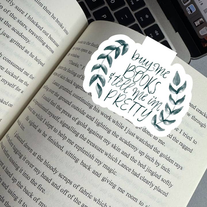Buy Me Books & Tell Me I'm Pretty Magnetic Bookmark for wholesale by Serafine Art and Design