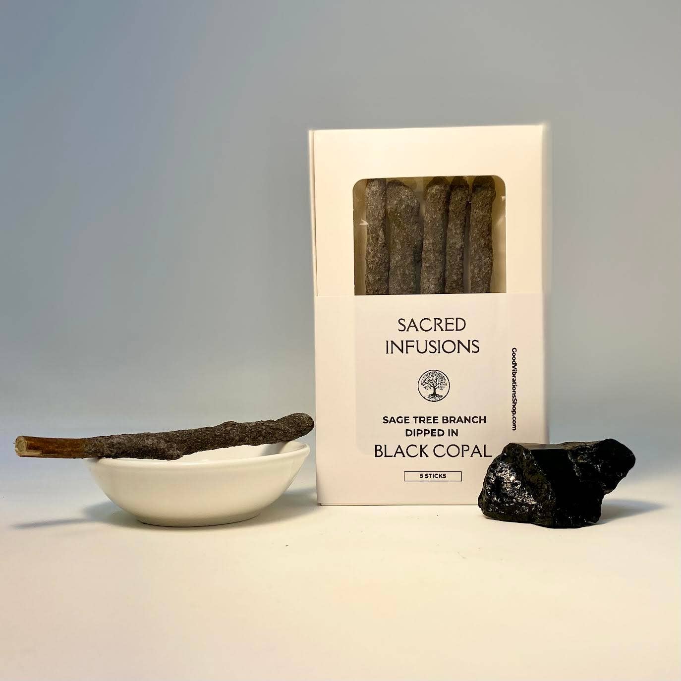 Good Vibrations Shop - Wholesale Smudge Stick - Sacred Infusions⎮Sage Branch dipped in Black Copal2