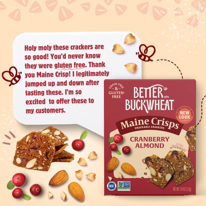 Better with Buckwheat | Maine Crisps - Wholesale Crackers - Cranberry Almond Crisps | Gluten-Free Crackers | Charcuterie2