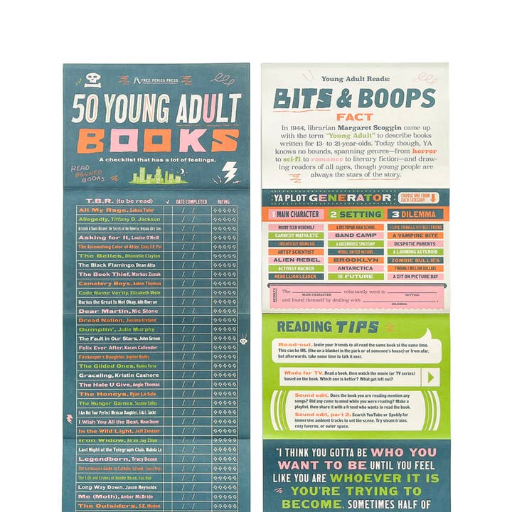 Free Period Press - Wholesale Bookmark - 50 Young Adult (YA) Books: A Checklist With Lots of Feelings2