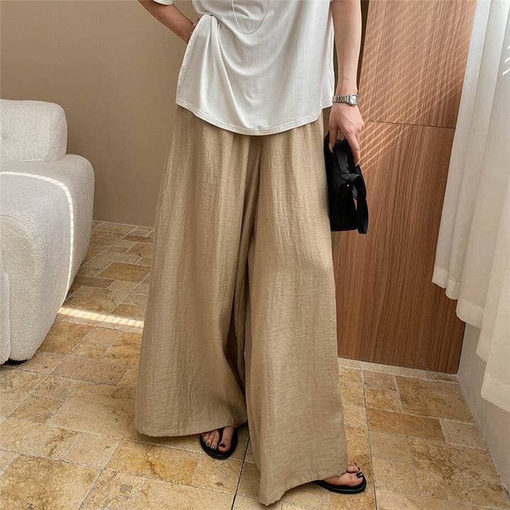 Pantalon Palazzo Évasé à Jambes Larges de Couleur Unie pour la vente par Sheer Trend