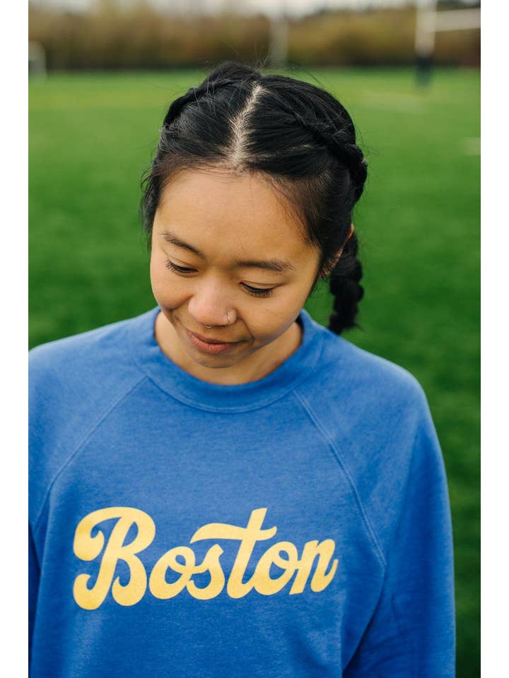 Heather Royal Blue Boston Sweatshirt for wholesale on Faire2