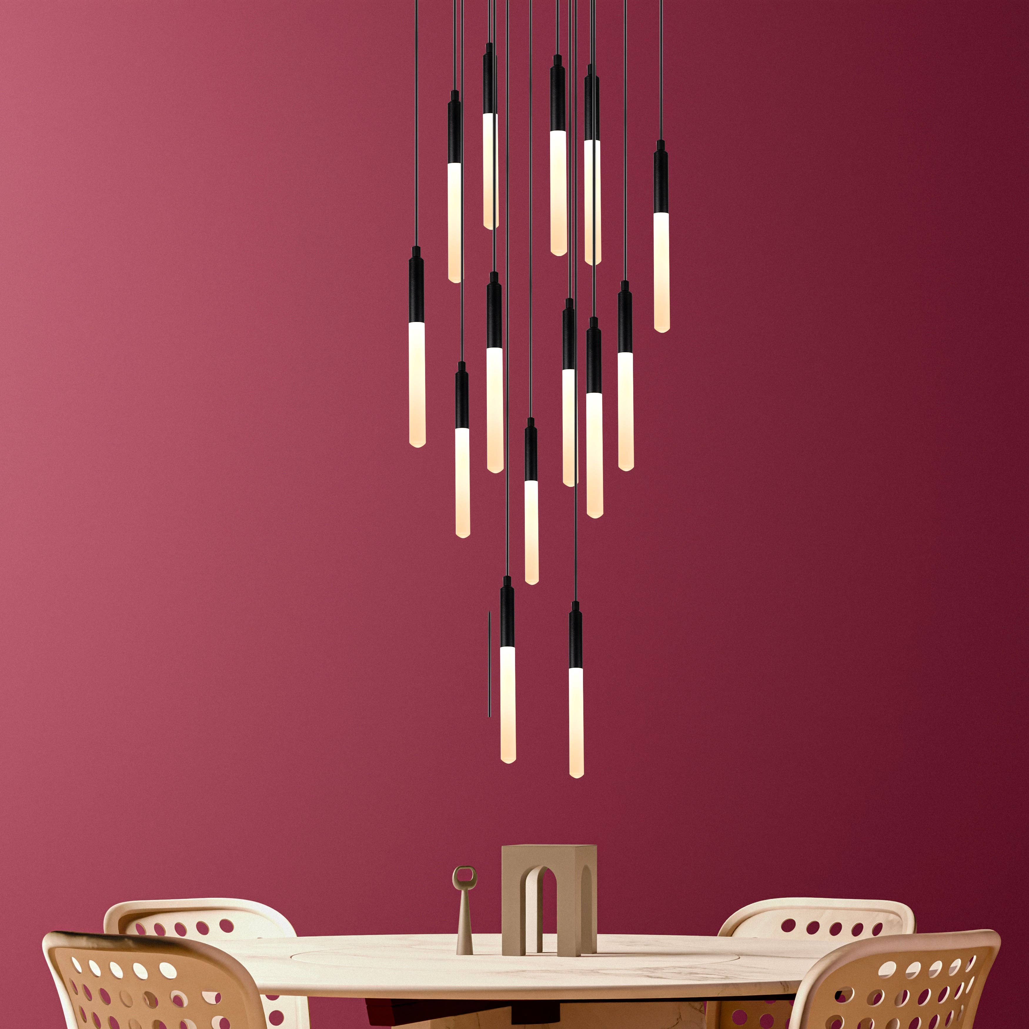 Eclipse Lighting – Engroshandel Lysekrone/pendellampe – LED-rør Moderne Multi Vedhængslampe til Trappe, Trappeopgang Lysekrone, Slankt Rør Vedhængslampe, 3 Etagers Vedhængslampe, Lysarmatur11