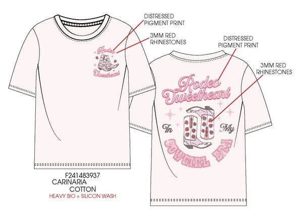 Paper Flower - Wholesale Screen Printed T-Shirt - Kids - Rodeo Sweetheart Rhinestone Graphic Tee Tween Girls2