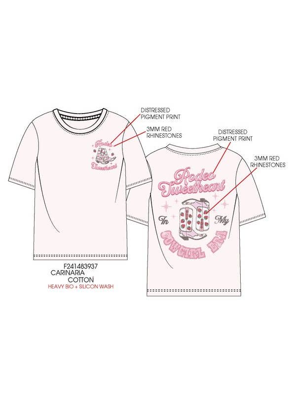 Paper Flower - Wholesale Screen Printed T-Shirt - Kids - Rodeo Sweetheart Rhinestone Graphic Tee Tween Girls2