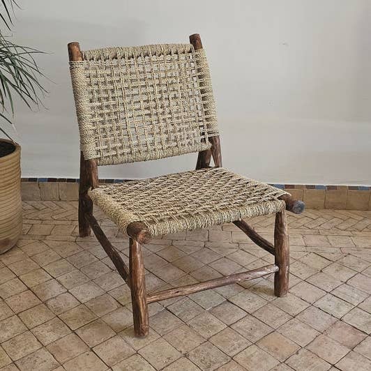 Fauteuil marocain avec corde en feuille de palmier pour la vente par HandmadeBestSeller