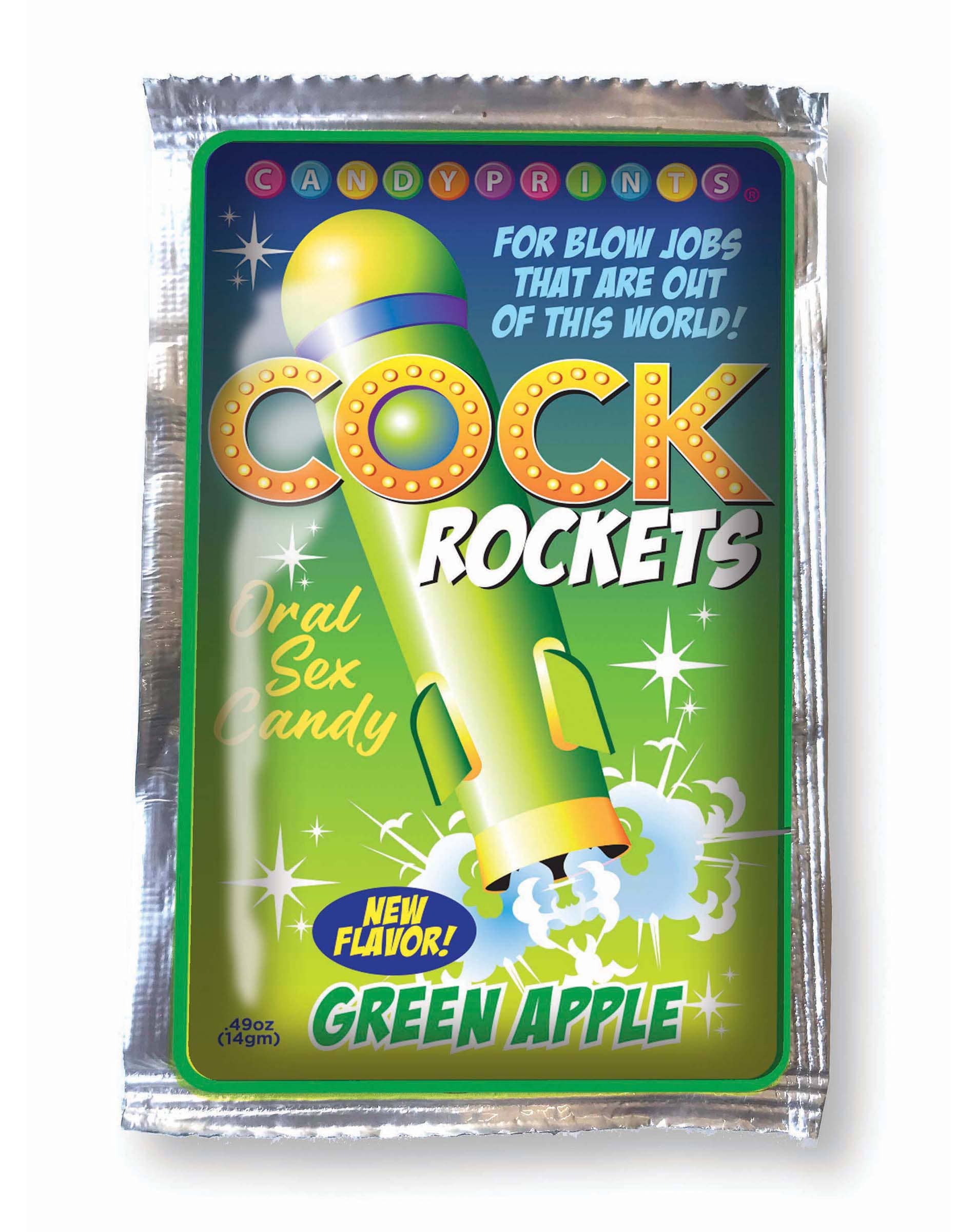 Little Genie Productions - Vente Sex toys - Bonbons Cock Rockets pour sexe oral, présentoir de 36 pièces saveur punch aux fruits, pomme verte et orange🍹🍏🍊3
