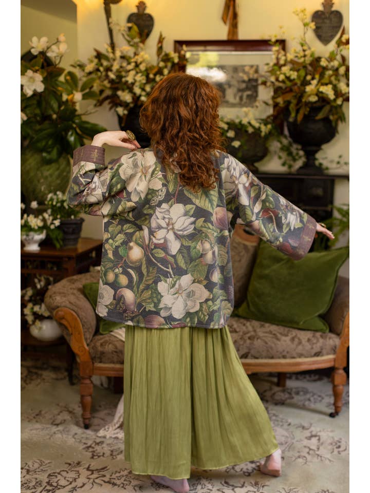 Market of Stars (USA) - Wholesale Jacket - Women's - Fleur De Lune Fleece Cottage Cardigan Jacket w/ Floral Print2