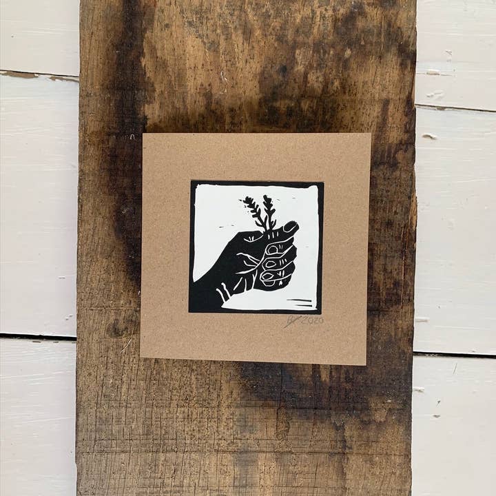 Lavender in Hand//Tarjeta impresa a mano para venta al por mayor de Bouclé