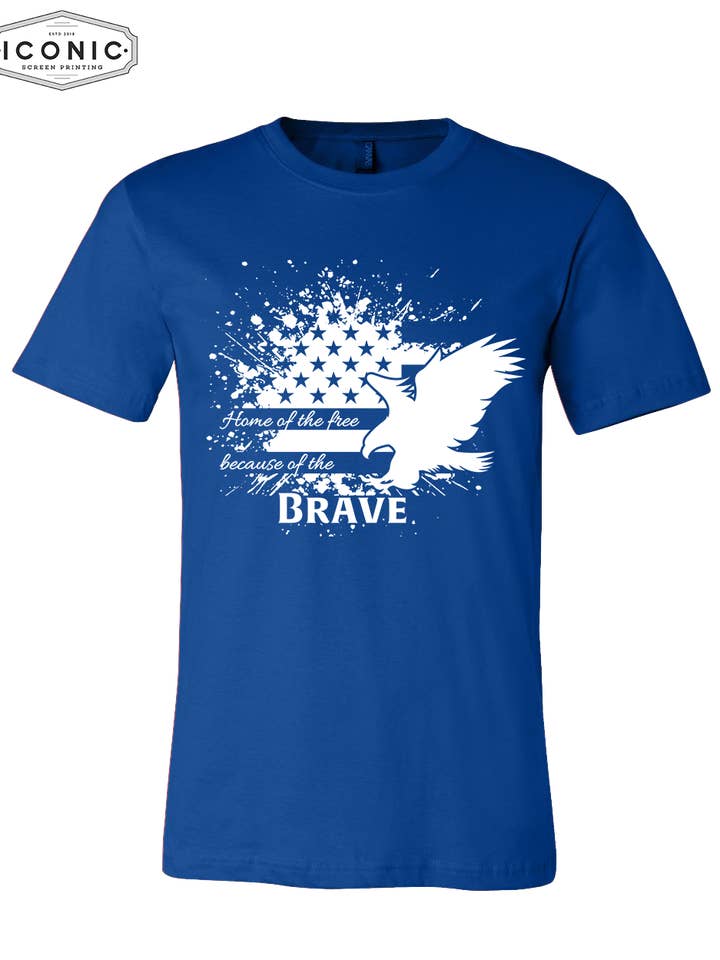 På grund af den modige - Unisex Jersey Tee for engroshandel hos Iconic Screen Printing