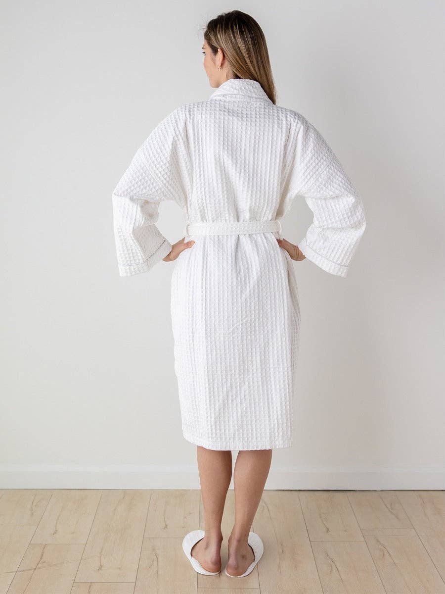 Jacaranda Living - Wholesale Robe - Women's - Bathrobe - White Cotton, Luxury Waffle Weave3