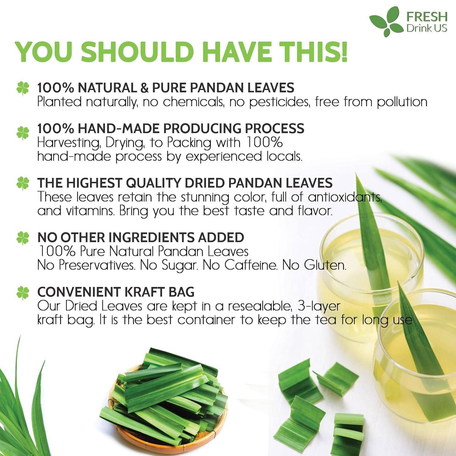 Naomi's Happy Place Shop - Wholesale Health/Detox Tea - Natural Pandan Leaves Dried, Pandan Leaf Powder, 100% Pure Dried Pandan Leaves, Pandan Leaf Tea, No Additives, No Caffeine, Vegan1