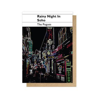 Rainy Night in Soho Greetings Card for wholesale by East End Prints - Greetings Cards & Postcards