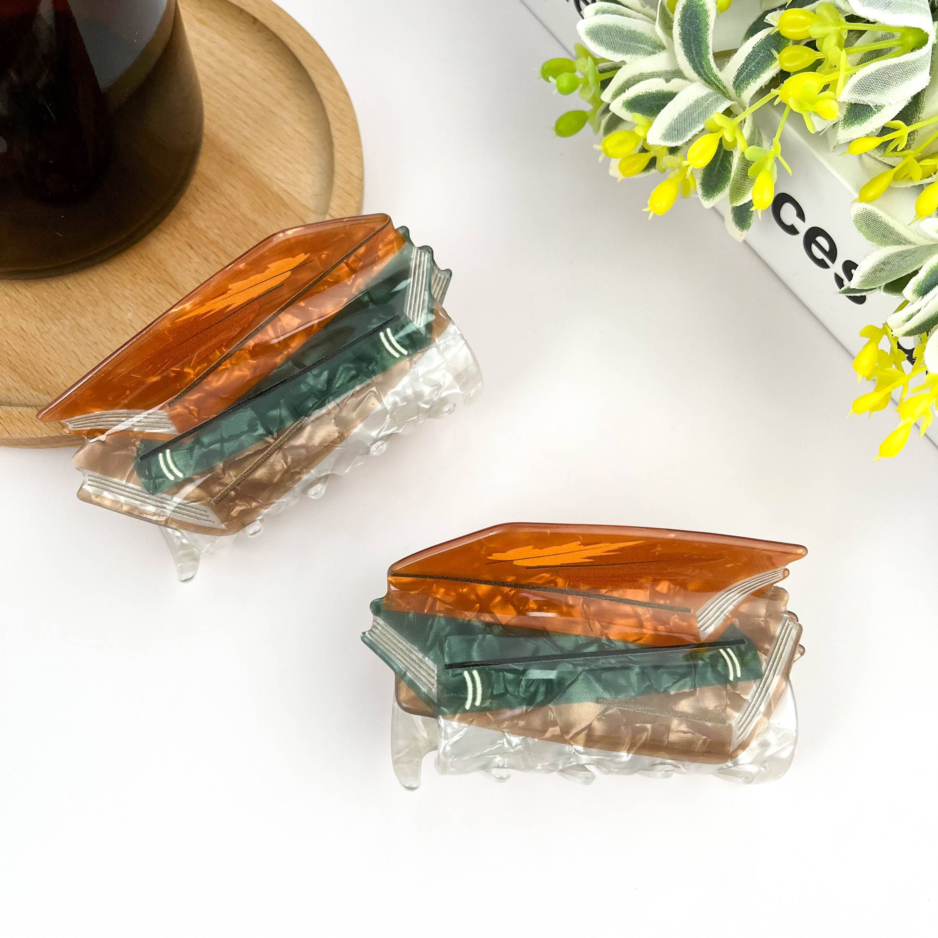 TheDivaSoap - Wholesale Hair Clip - Women's - Stacked Book Hair Claw Clip, Funny Hair Clip0