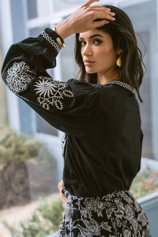 Piti Cuiti - Wholesale Blouse - Women's - VERONA BLACK & WHITE SHIRT3