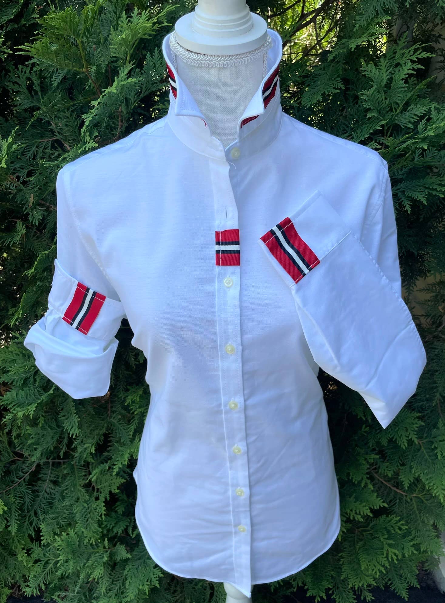 Casie 2 - White Ox w/Red, White & Black  Stripe Ribbon for wholesale on Faire5