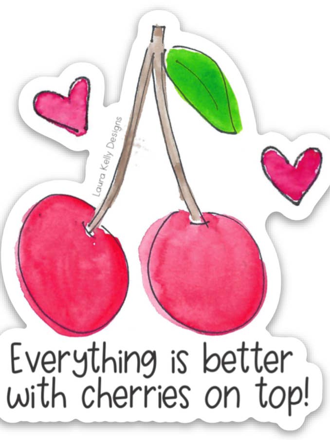 Vinyl Sticker - Cherries for wholesale by Laura Kelly Stickers