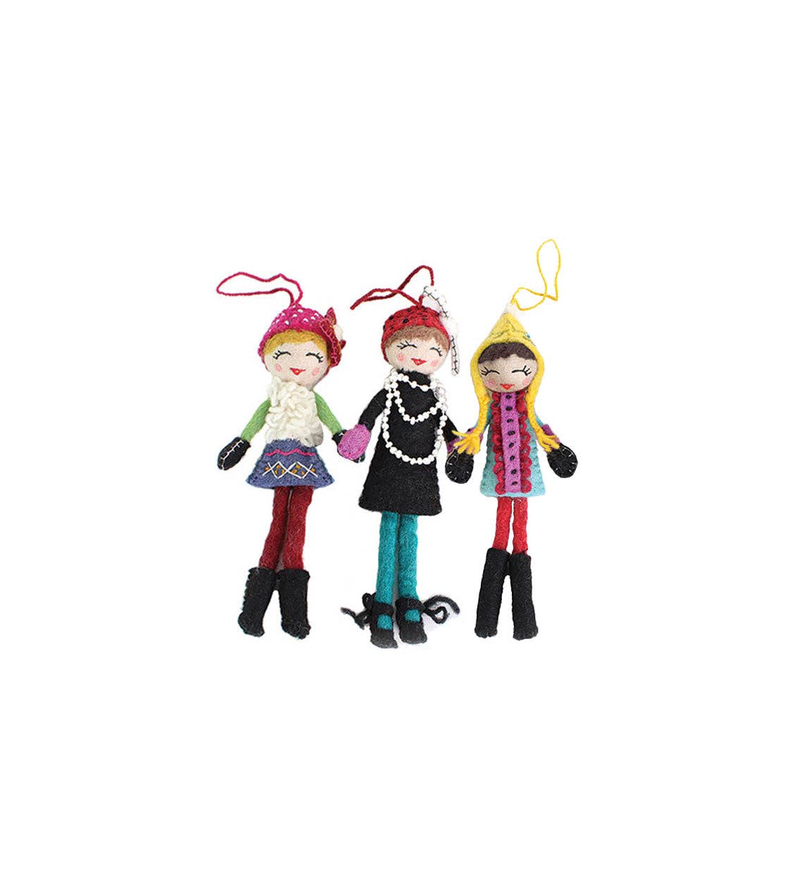 French Knot Girl Ornaments (Set of 3) for wholesale on Faire