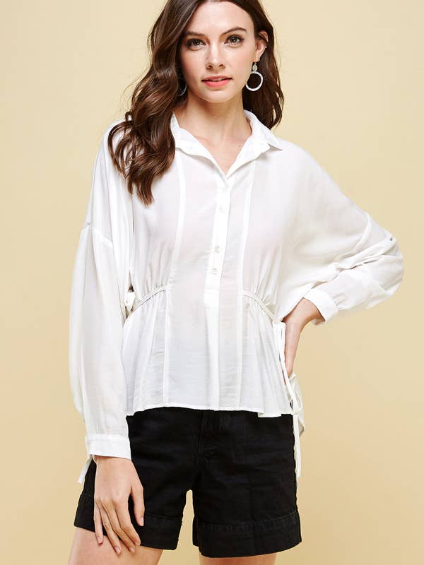 BUTTON UP WITH SIDE-TIE DETAIL for wholesale by PINCH
