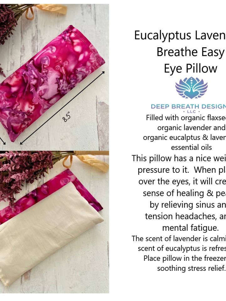COUSSIN POUR LES YEUX eucalyptus lavande SINUS chaud/froid respirez facilement pour la vente par Deep Breath Designs, LLC