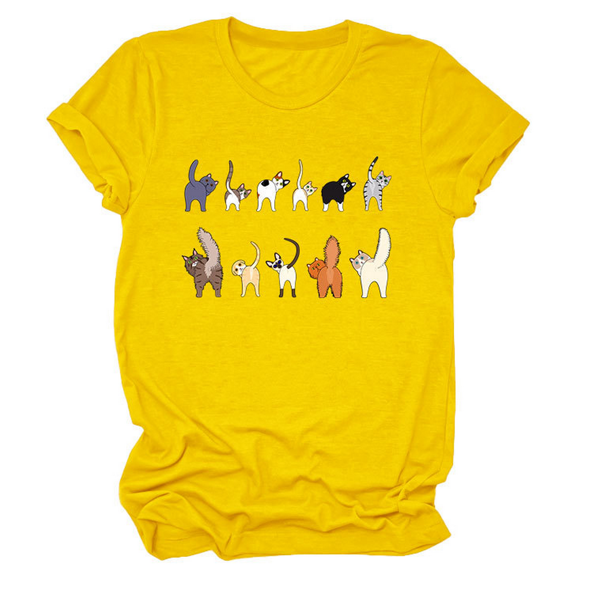 ACCITY - Wholesale T-Shirt (Graphic) - Unisex - Cute Cat Graphic Tee – 11 Cats Turn Around_CWTTS14955