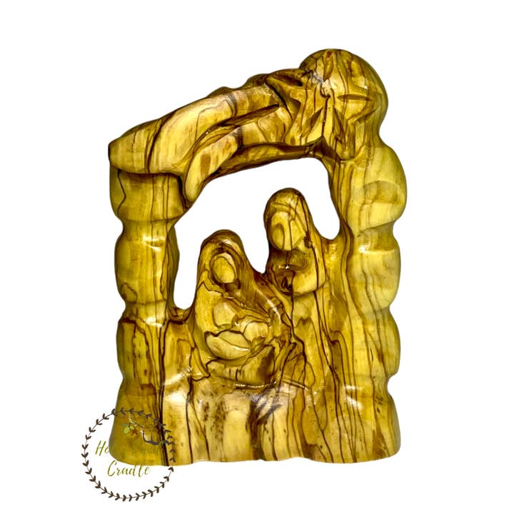 Olive Wood Holy Family in Door Blocks Shape for wholesale by Holy Land Cradle