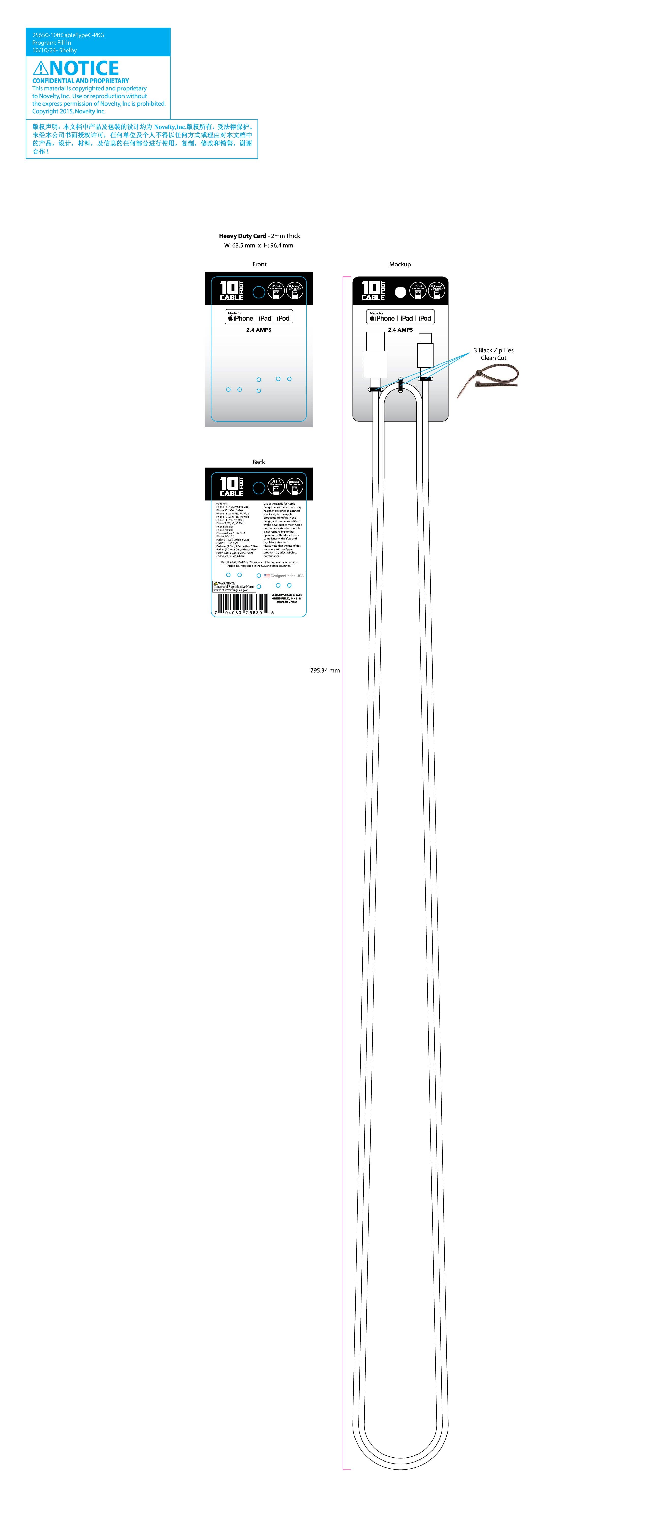 Novelty Brands - Wholesale Charging Cable - 10 ft Charging Cable Assortment Floor Display- 24/Display13