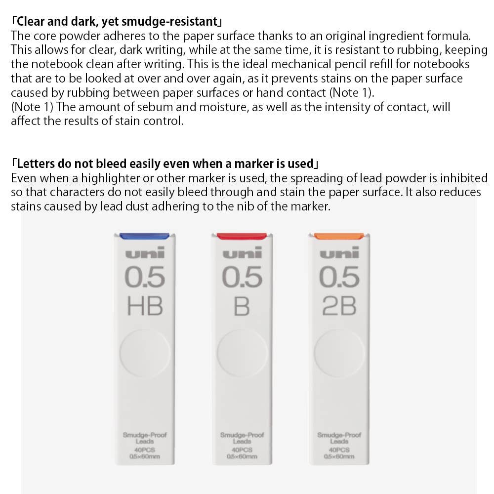 Hakubundo - Wholesale Pencil - 【JAPANESE STATIONERY】MITSUBISHI UNI SMUDGE PROOF LEAD4