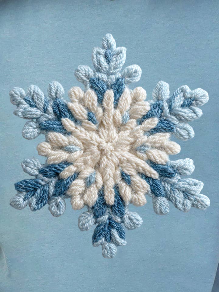 Faux Yarn Snow Day Snowflake Ready To Press DTF Transfer for wholesale by Wholesale Accessory Market