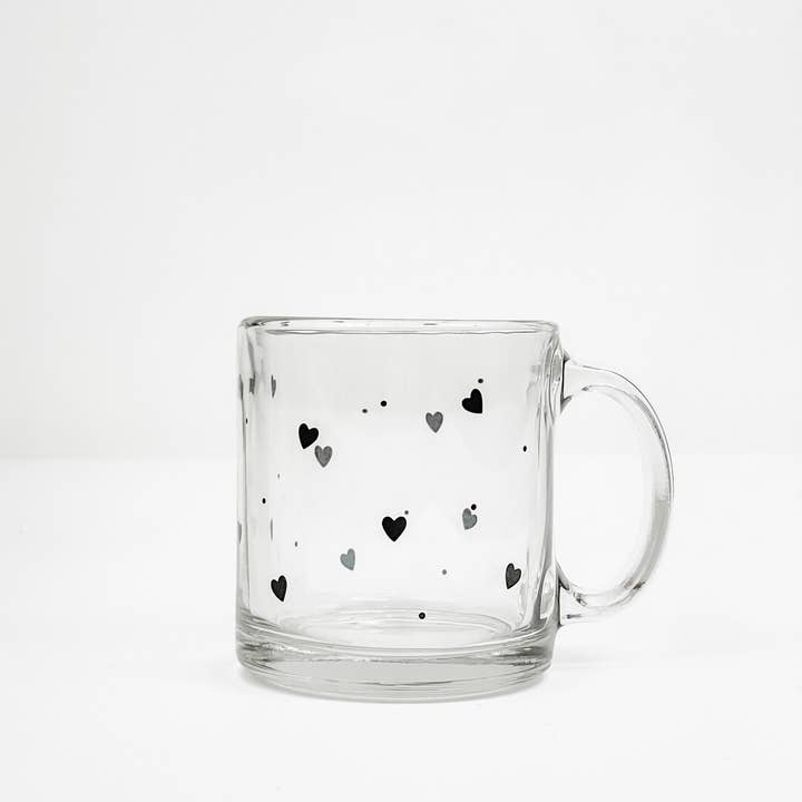 Smiles + Heart - Wholesale Coffee Mug - Cup of Hearts 13 oz Glass Mug