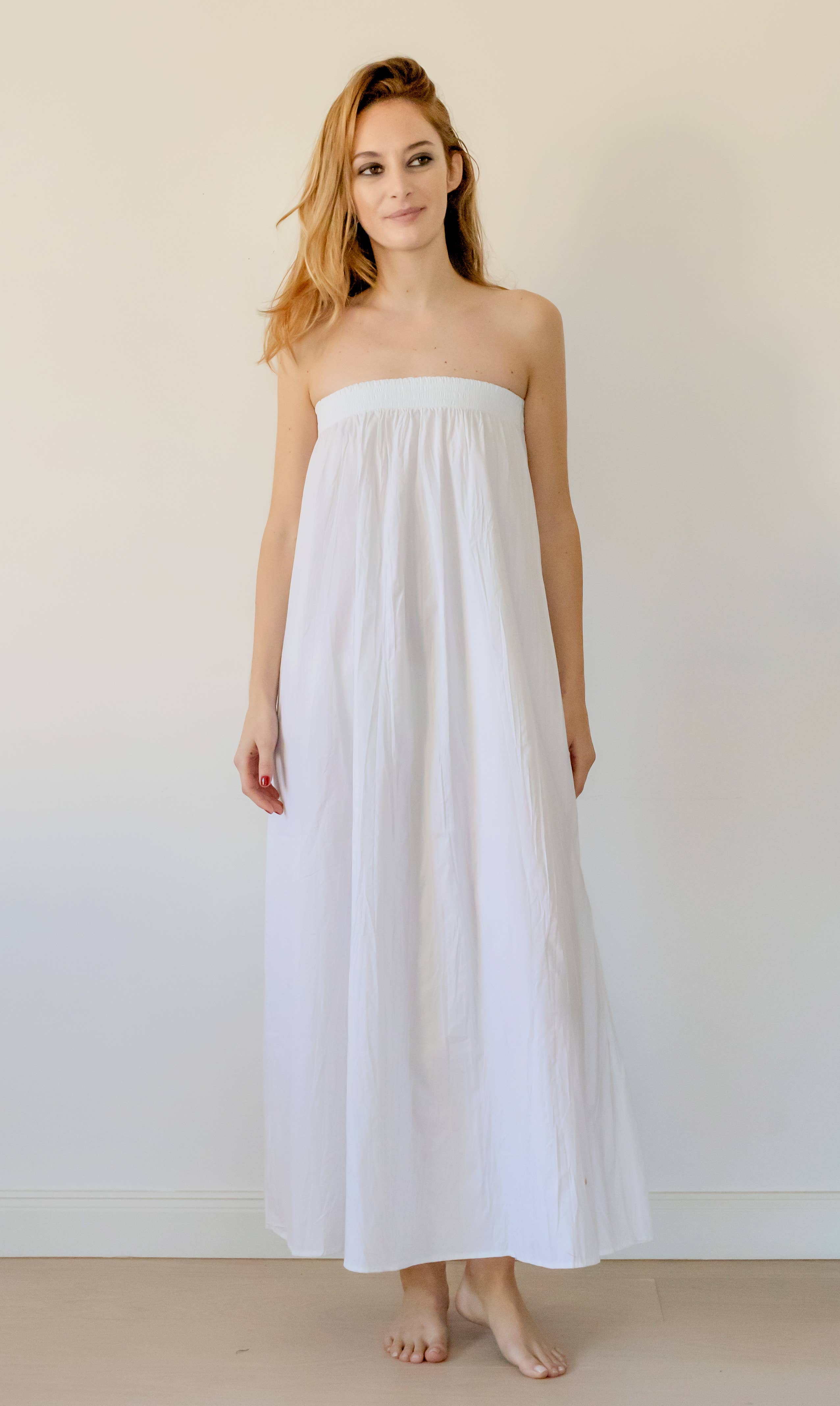 Aboutalisa - Wholesale Dress - Women's - Ruched bandeau dress in crinkled cotton0