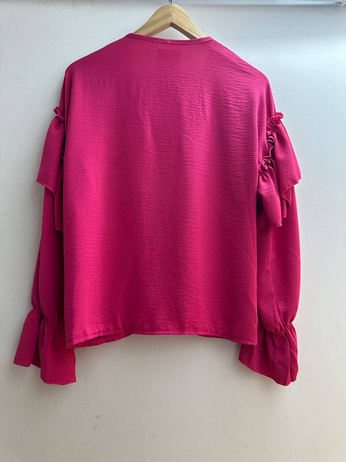 LORIANE - Wholesale Shirt - Women's - 9735U Plain blouse with ruffle3