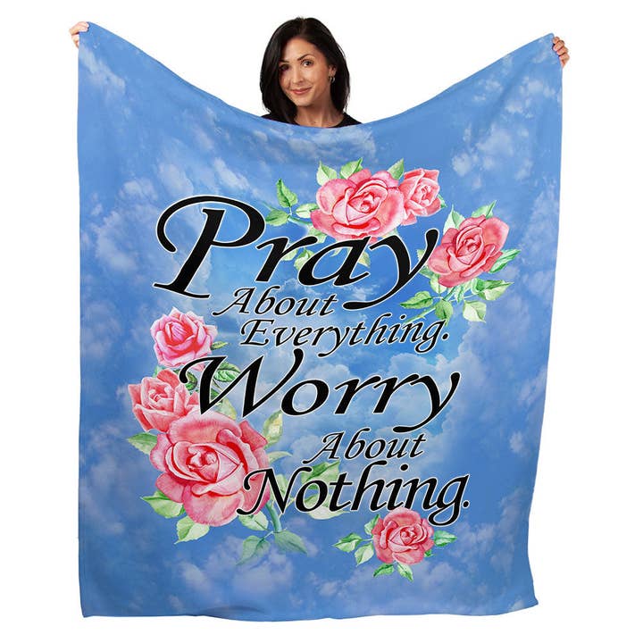 50" x 60" Pray About Everything Plush Minky Blanket for wholesale by Artopia