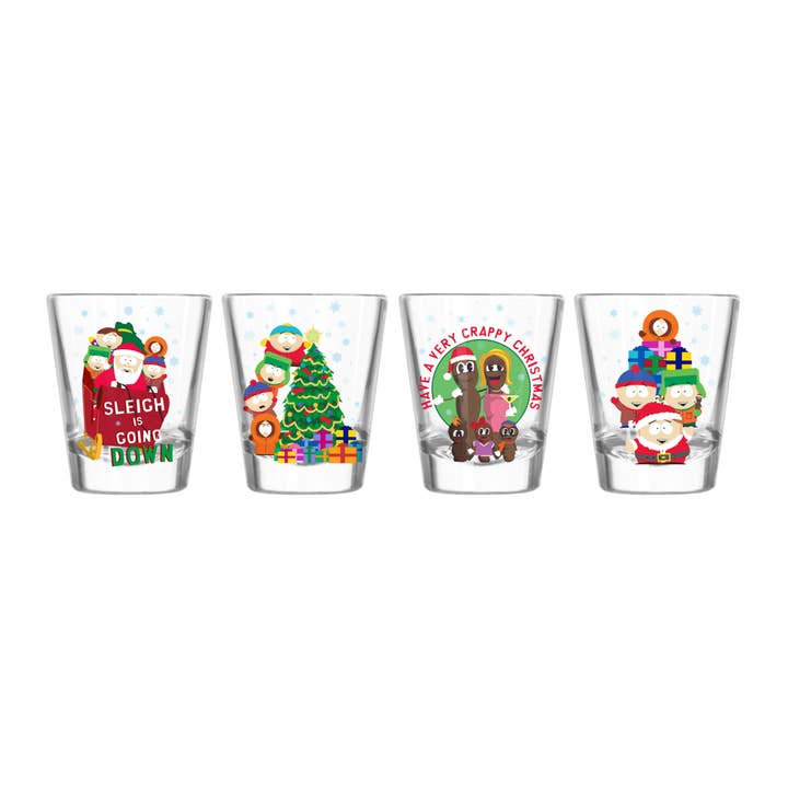 South Park Characters Xmas 4pc 1.8oz Mini Glass Set for wholesale by Silver Buffalo